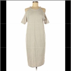 Coziness grey cold shoulder midi dress